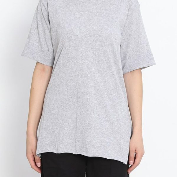 Büyük Beden Duble Kol Tişört Gri