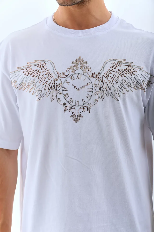 33ece192e9ee26d1d12d5cdb6bda57a8_82837-0.jpg Unisex Oversize Taşlı Bisiklet Yaka T-Shirt - Görsel 1