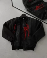 Unisex Uzun Kol Örümcek Baskılı Bomber Ceket - Görsel 2