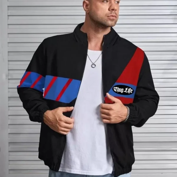 Unisex Uzun Koll Fermuarlı Baskılı Rüzgarlik