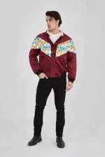 Erkek İçi Astarlı İçten Yaka Kısmı Peluşlu Beyaz Şeritli Vintage Ceket - Görsel 3