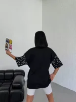 Unisex Bisiklet Yaka Baskılı Oversize T-Shirt - Görsel 2