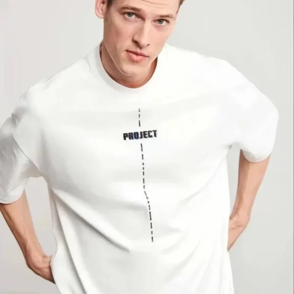 Unisex Bisiklet Yaka Baskılı Oversize T-Shirt