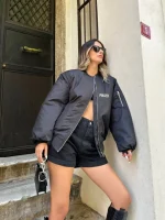 Unisex Uzun Kol Baskılı Bomber Ceket - Görsel 2