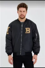 Unisex Uzun Kol Baskılı Bomber Ceket