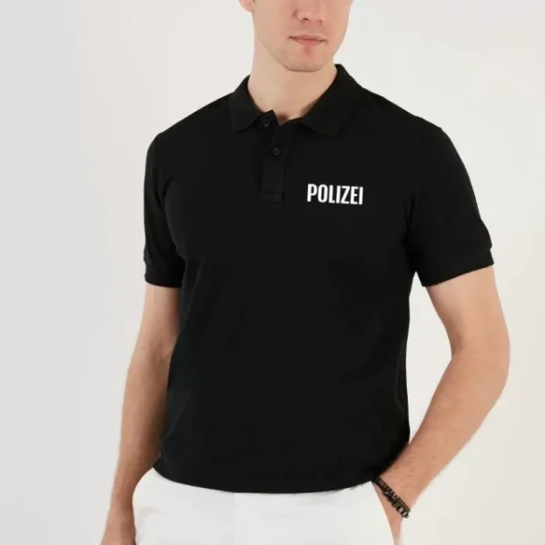 Yakası Düğmeli Yakalı Pike Baskılı T-Shirt