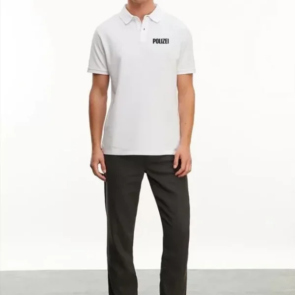Yakası Düğmeli Yakalı Pike Baskılı T-Shirt
