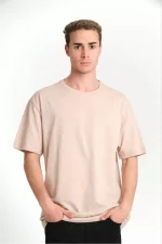 Unisex Düz Biskilet Yaka Oversize T-shirt
