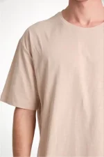 Unisex Düz Biskilet Yaka Oversize T-shirt - Görsel 3