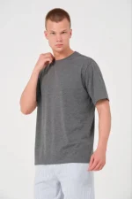 Unisex Düz Biskilet Yaka Oversize T-shirt