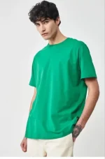 Unisex Düz Biskilet Yaka Oversize T-shirt - Görsel 4