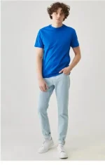 Unisex Düz Biskilet Yaka Oversize T-shirt - Görsel 4