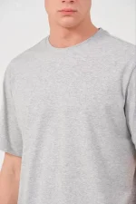 Unisex Düz Biskilet Yaka Oversize T-shirt - Görsel 3