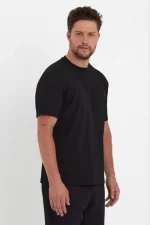 Unisex Düz Biskilet Yaka Oversize T-shirt - Görsel 2