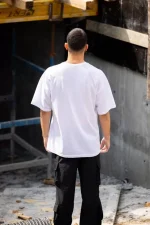 Unisex Bisiklet Yaka Baskılı Oversize T-Shirt - Görsel 2