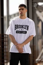Unisex Bisiklet Yaka Baskılı Oversize T-Shirt - Görsel 3