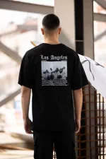 Unisex Bisiklet Yaka Baskılı Oversize T-Shirt - Görsel 3
