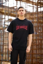 Unisex Bisiklet Yaka Baskılı Oversize T-Shirt