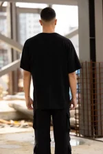 Unisex Bisiklet Yaka Baskılı Oversize T-Shirt - Görsel 2