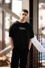 Unisex Bisiklet Yaka Baskılı Oversize T-Shirt - Görsel 3