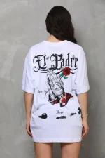Unisex Bisiklet Yaka Baskılı Oversize T-Shirt - Görsel 3