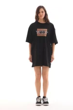 Unisex Bisiklet Yaka Baskılı Oversize T-Shirt - Görsel 2