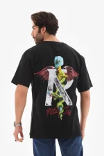 Unisex Bisiklet Yaka Baskılı Oversize T-Shirt - Görsel 4