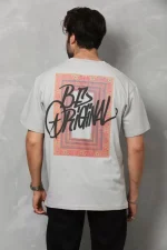 Unisex Bisiklet Yaka Baskılı Oversize T-Shirt - Görsel 2