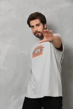 Unisex Bisiklet Yaka Baskılı Oversize T-Shirt - Görsel 3