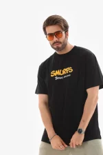 Unisex Bisiklet Yaka Baskılı Oversize T-Shirt