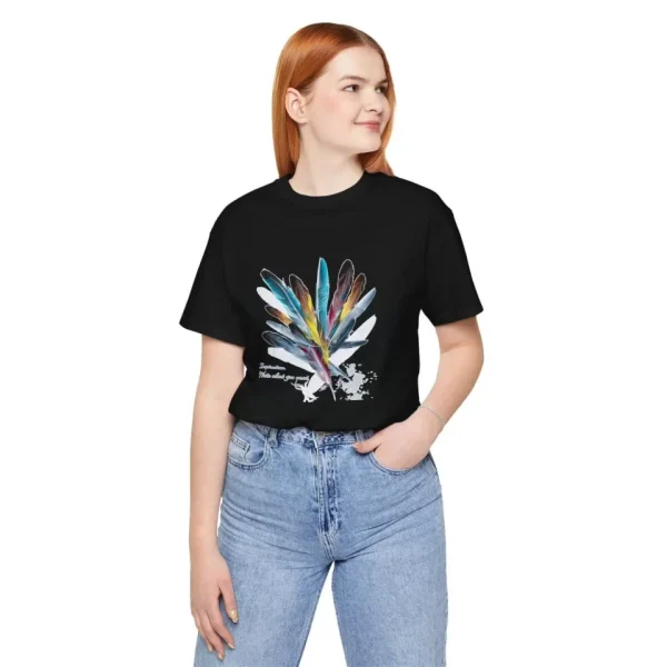 Unisex Bisiklet Yaka Baskılı T-Shirt