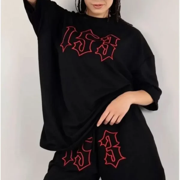 Unisex Nakış İşlemeli Şort Takım