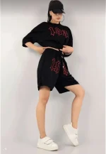 Unisex Nakış İşlemeli Şort Takım - Görsel 3
