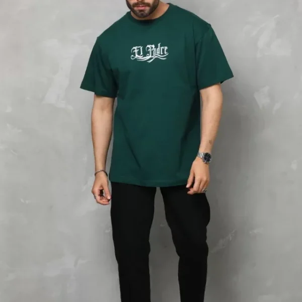Unisex Bisiklet Yaka Baskılı Oversize T-Shirt