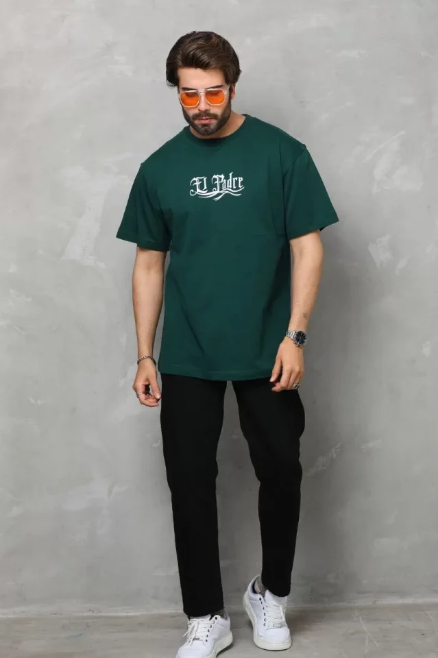 33ece192e9ee26d1d12d5cdb6bda57a8_83711-0.jpg Unisex Bisiklet Yaka Baskılı Oversize T-Shirt - Görsel 1