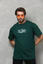 Unisex Bisiklet Yaka Baskılı Oversize T-Shirt - Görsel 2