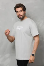 Unisex Bisiklet Yaka Baskılı Oversize T-Shirt