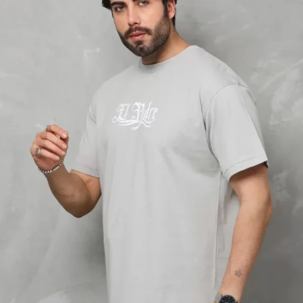 Unisex Bisiklet Yaka Baskılı Oversize T-Shirt