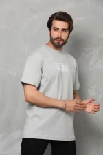 Unisex Bisiklet Yaka Baskılı Oversize T-Shirt - Görsel 2