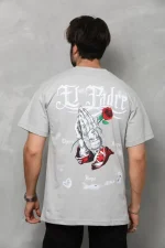Unisex Bisiklet Yaka Baskılı Oversize T-Shirt - Görsel 3