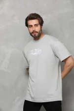 Unisex Bisiklet Yaka Baskılı Oversize T-Shirt - Görsel 4