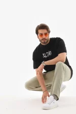 Unisex Bisiklet Yaka Baskılı Oversize T-Shirt - Görsel 4