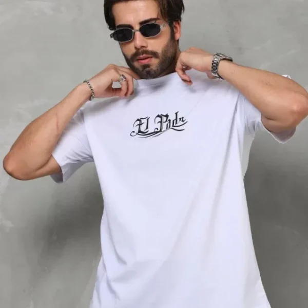 Unisex Bisiklet Yaka Baskılı Oversize T-Shirt