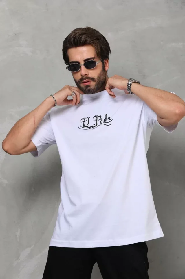 33ece192e9ee26d1d12d5cdb6bda57a8_83738-0.jpg Unisex Bisiklet Yaka Baskılı Oversize T-Shirt - Görsel 1