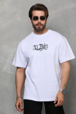 Unisex Bisiklet Yaka Baskılı Oversize T-Shirt - Görsel 2