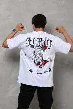 Unisex Bisiklet Yaka Baskılı Oversize T-Shirt - Görsel 3