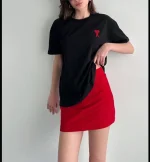 Unisex Bisiklet Yaka Baskılı Oversize T-Shirt