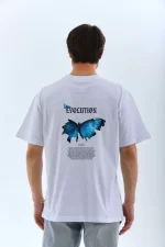 Unisex Bisiklet Yaka Baskılı Oversize T-Shirt - Görsel 2