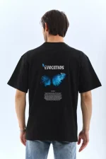 Unisex Bisiklet Yaka Baskılı Oversize T-Shirt - Görsel 2
