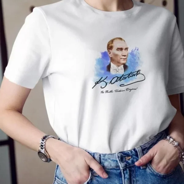 Unisex Bisiklet Yaka Baskılı Oversize T-Shirt